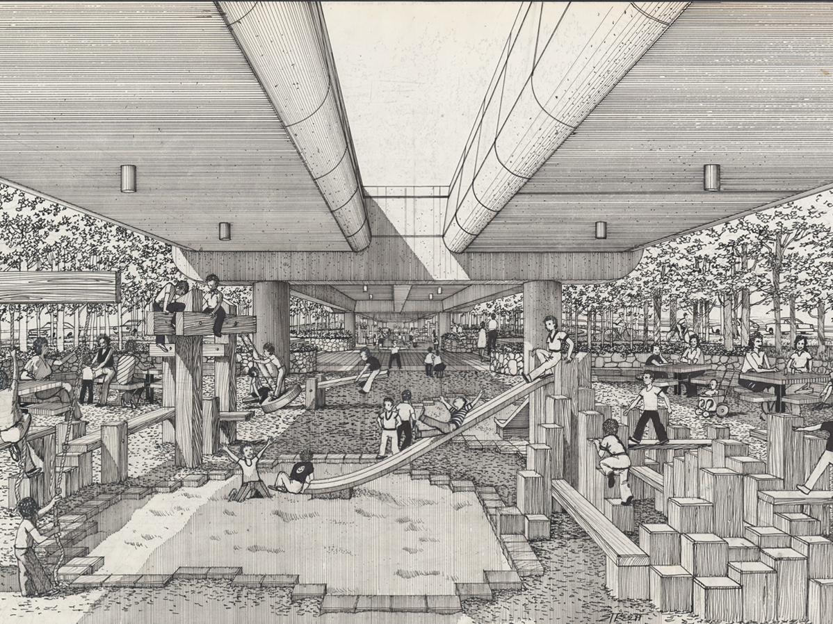 Harry Weese & Associates original drawing used for Bus Bay G