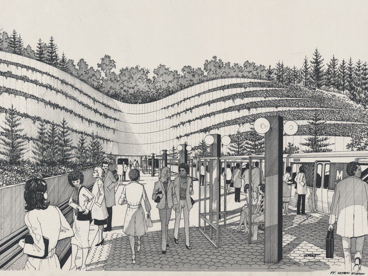 Harry Weese & Associates original drawing used for Bus Bay H