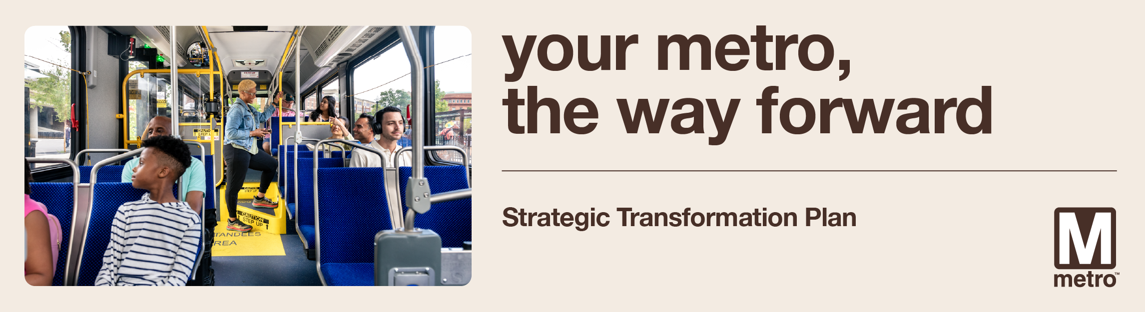 Your Metro, the Way Forward Banner Image with children on a bus
