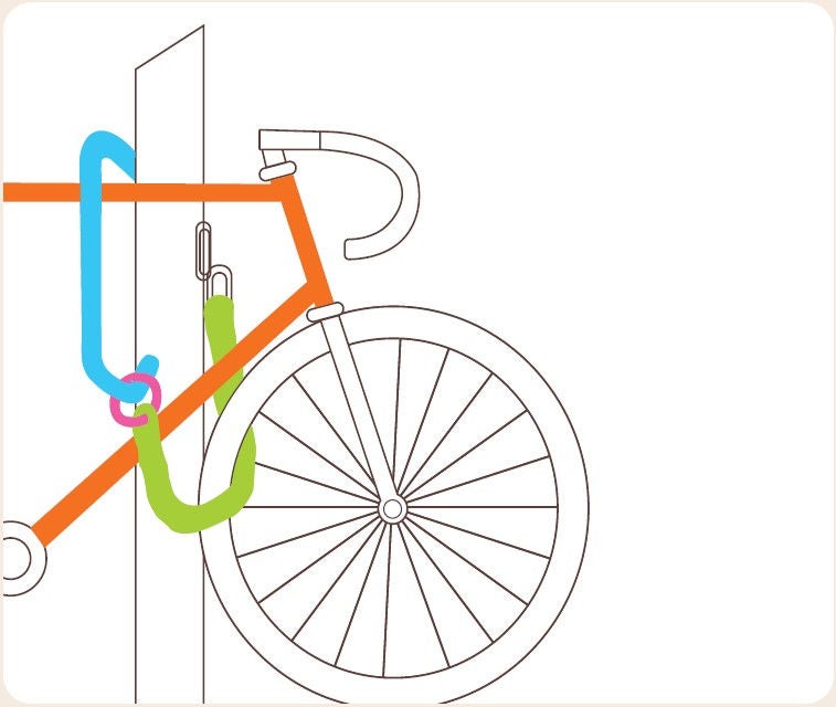 Graphic of a bike being locked to a smart rack