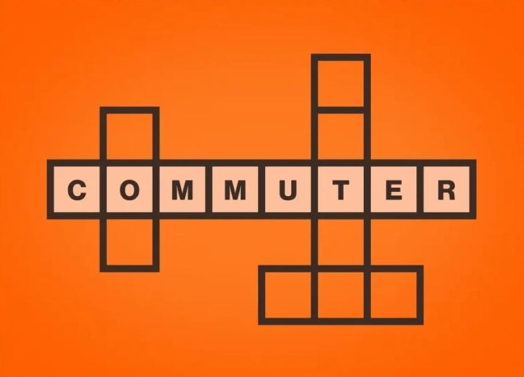 crossword puzzle image with the word commuter