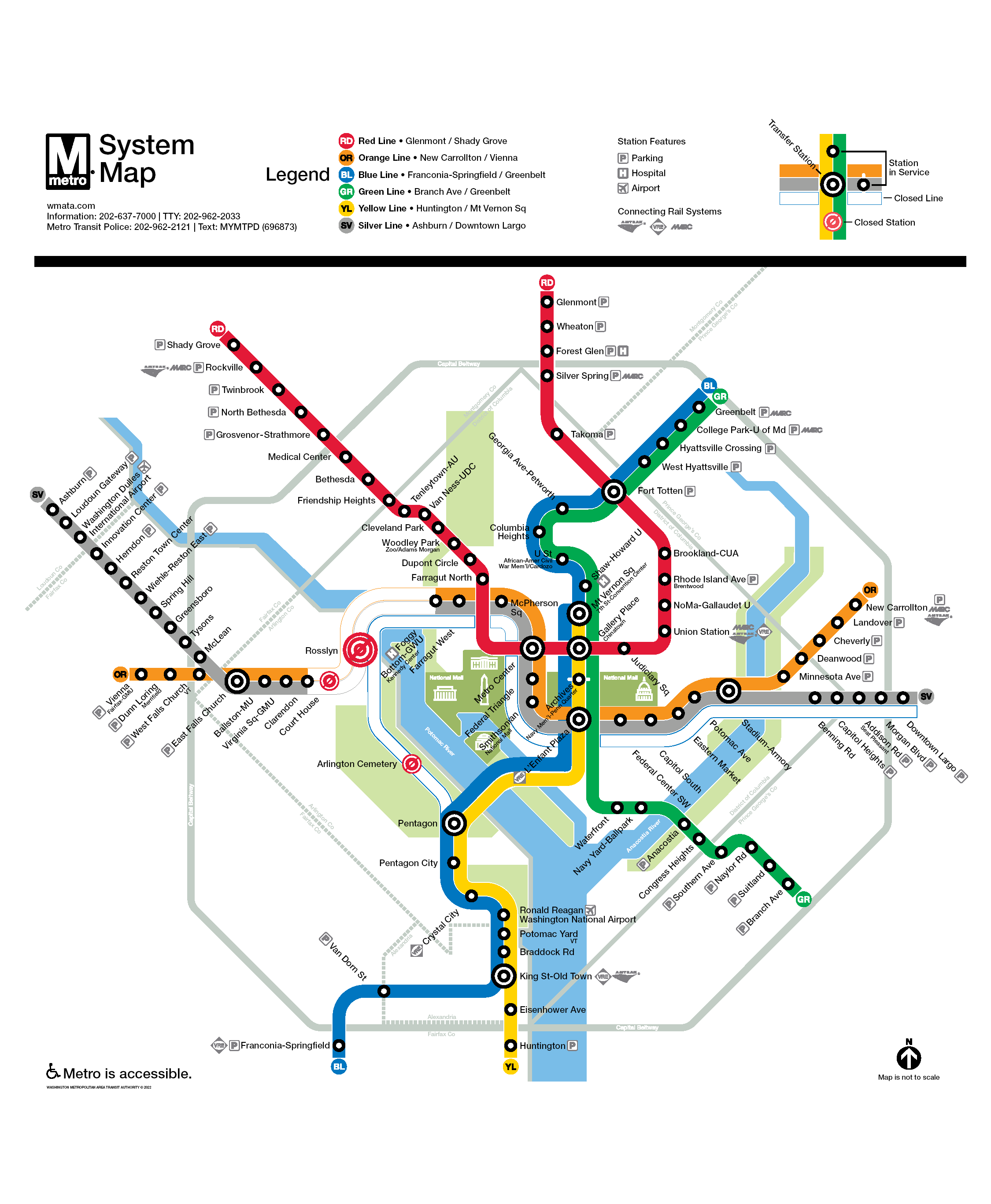 WMATA Metrorail系統地圖
