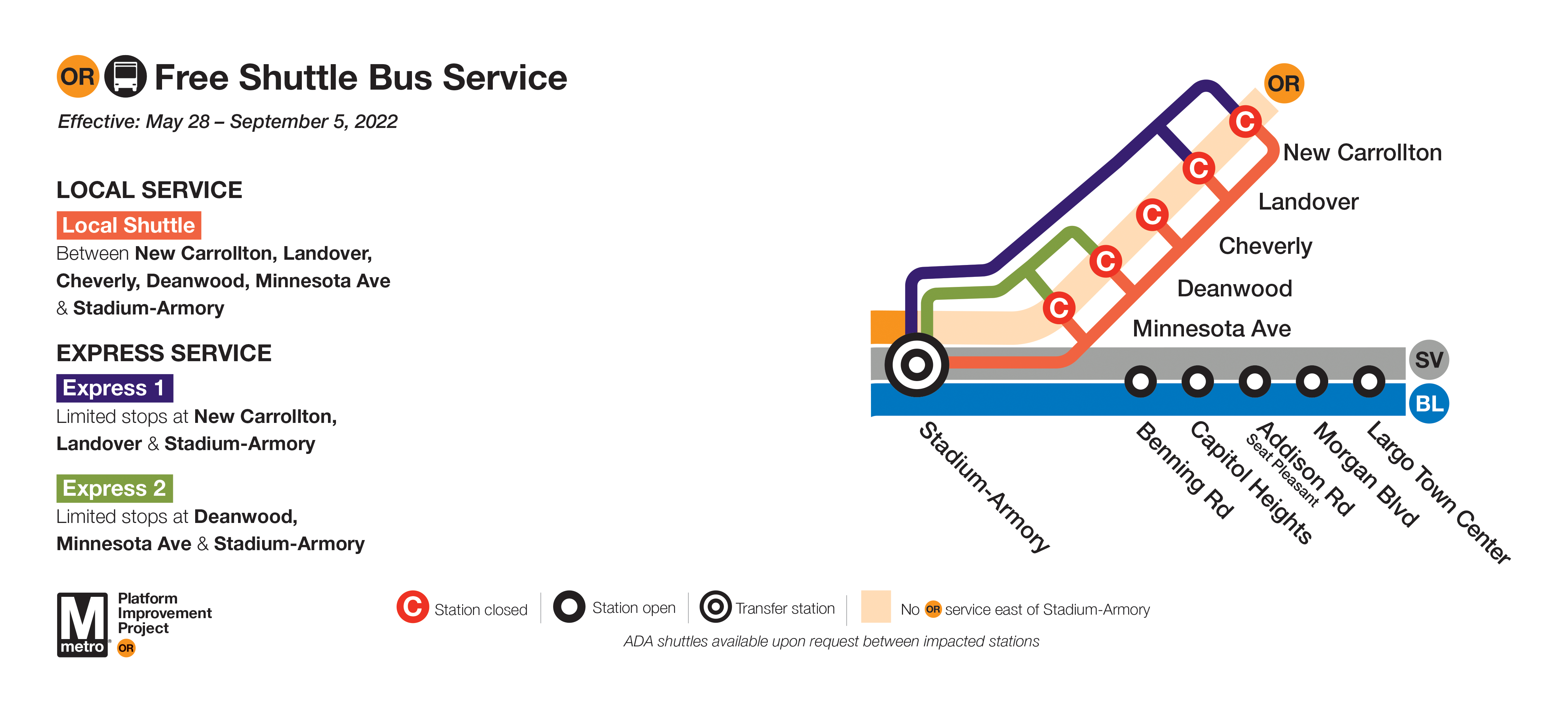 Weekday shuttle map