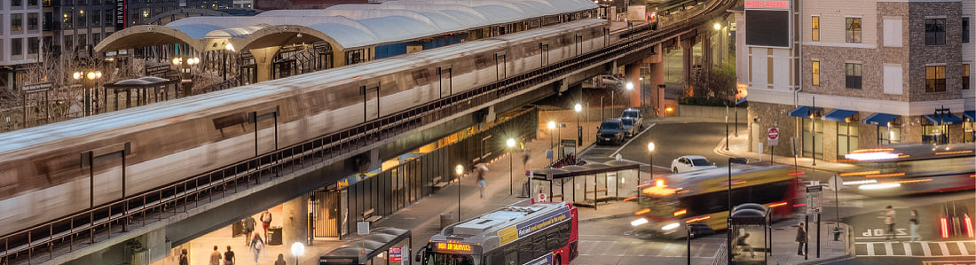 Image of a buses bus and rail station