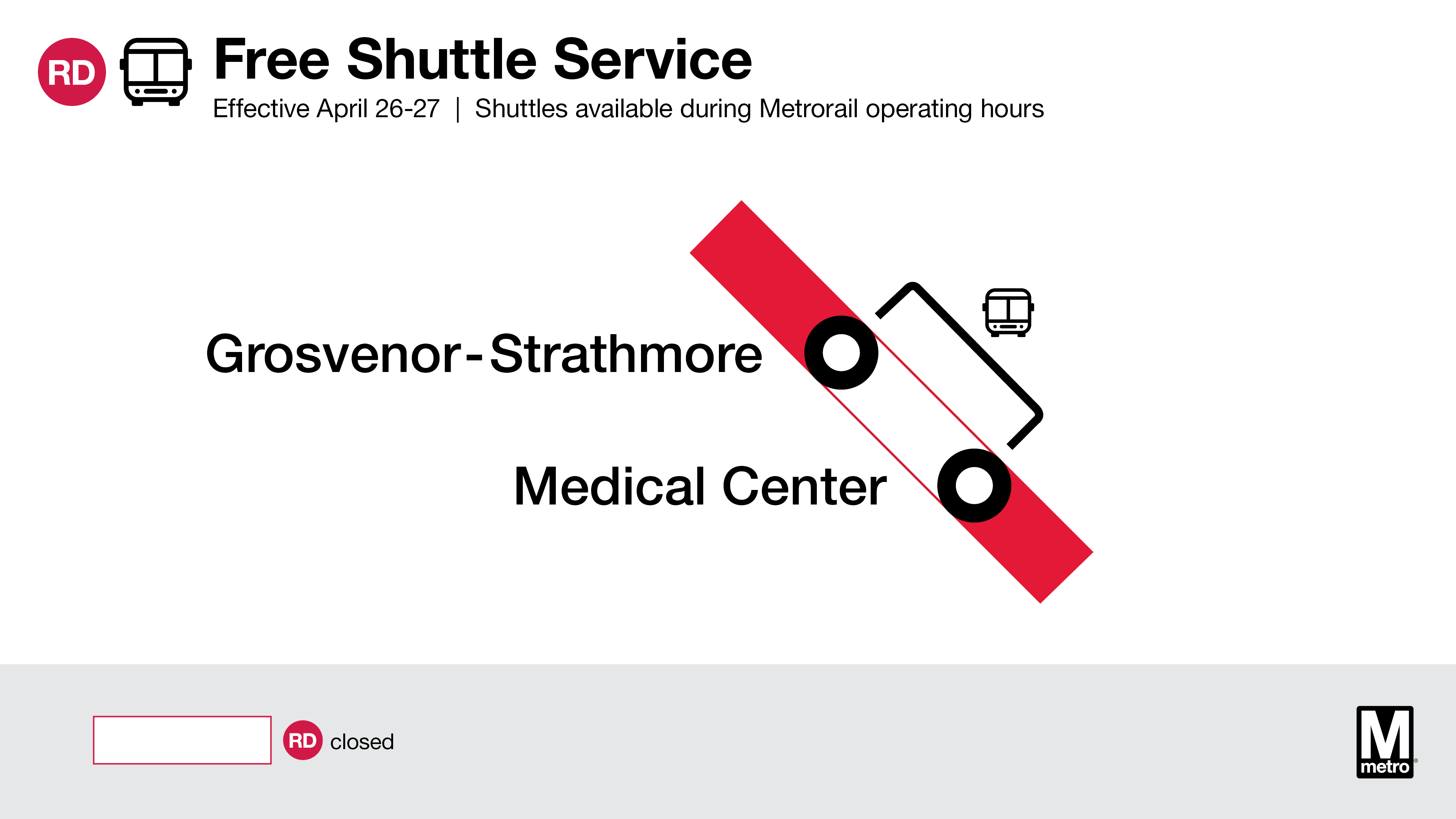 graphic showing no rail service between Medical Center and Grovesnor
