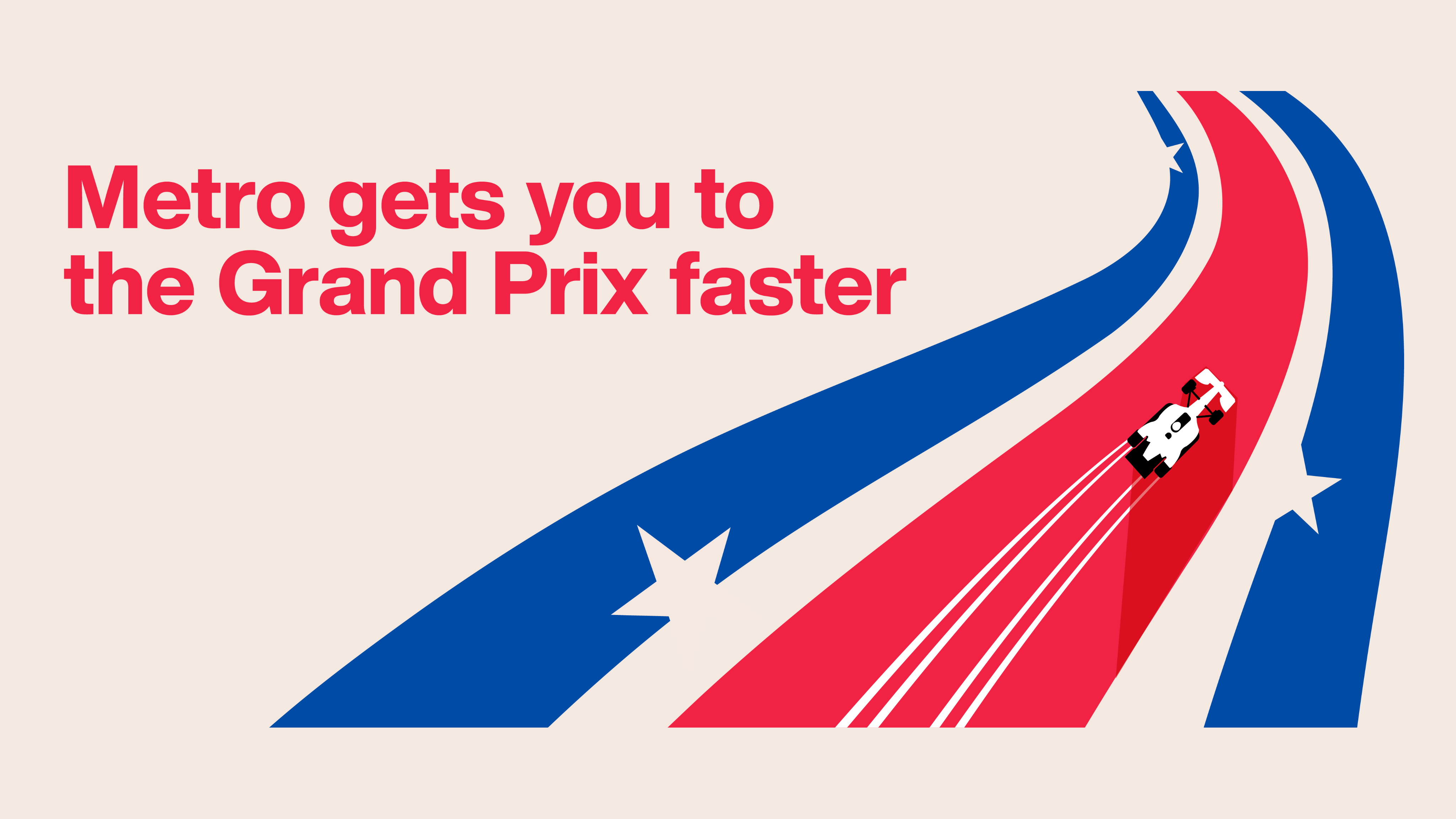 Freedom 250 Grand Prix advertisement in Red and Blue