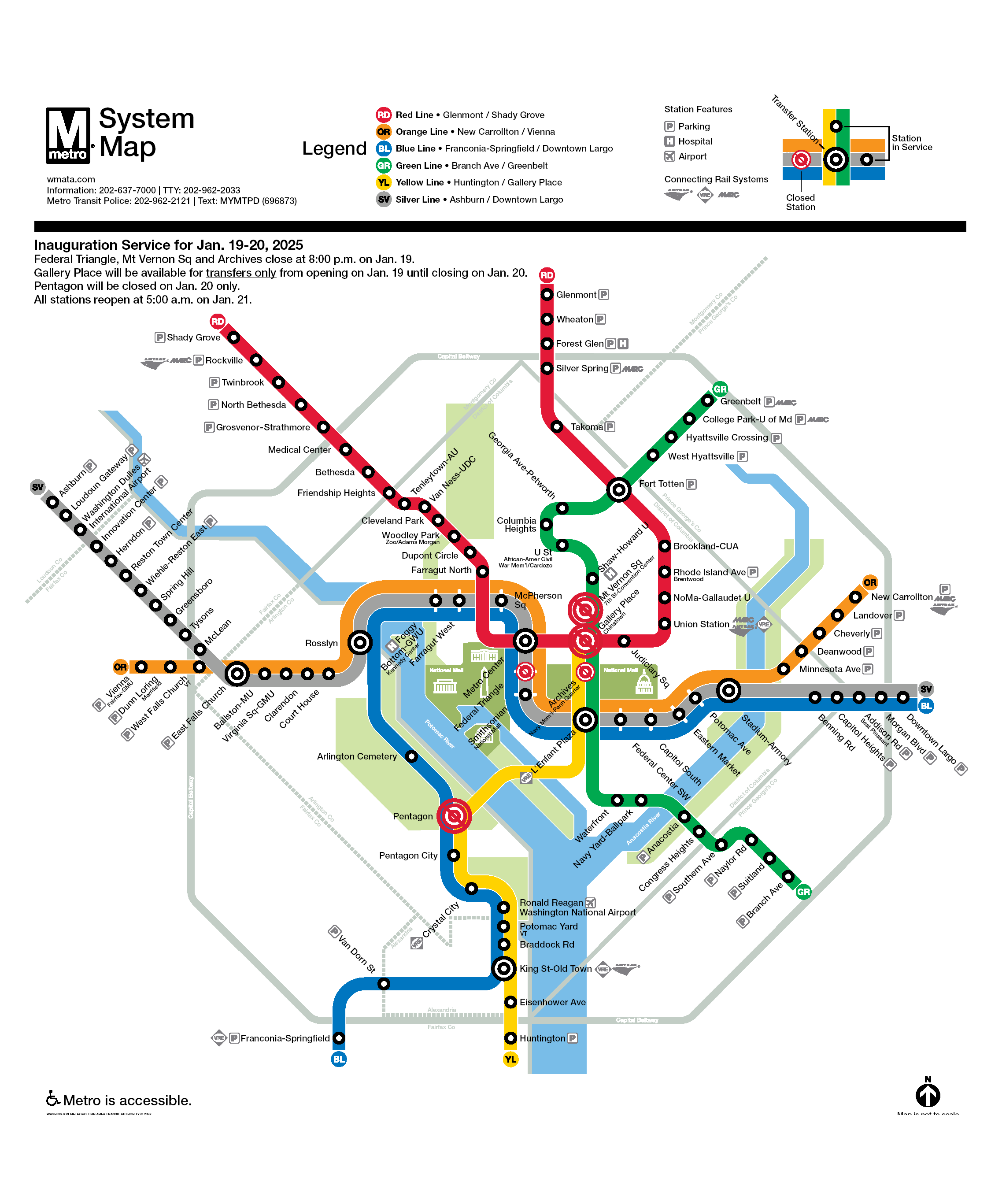 更新的就職典禮 Metrorail 地圖
