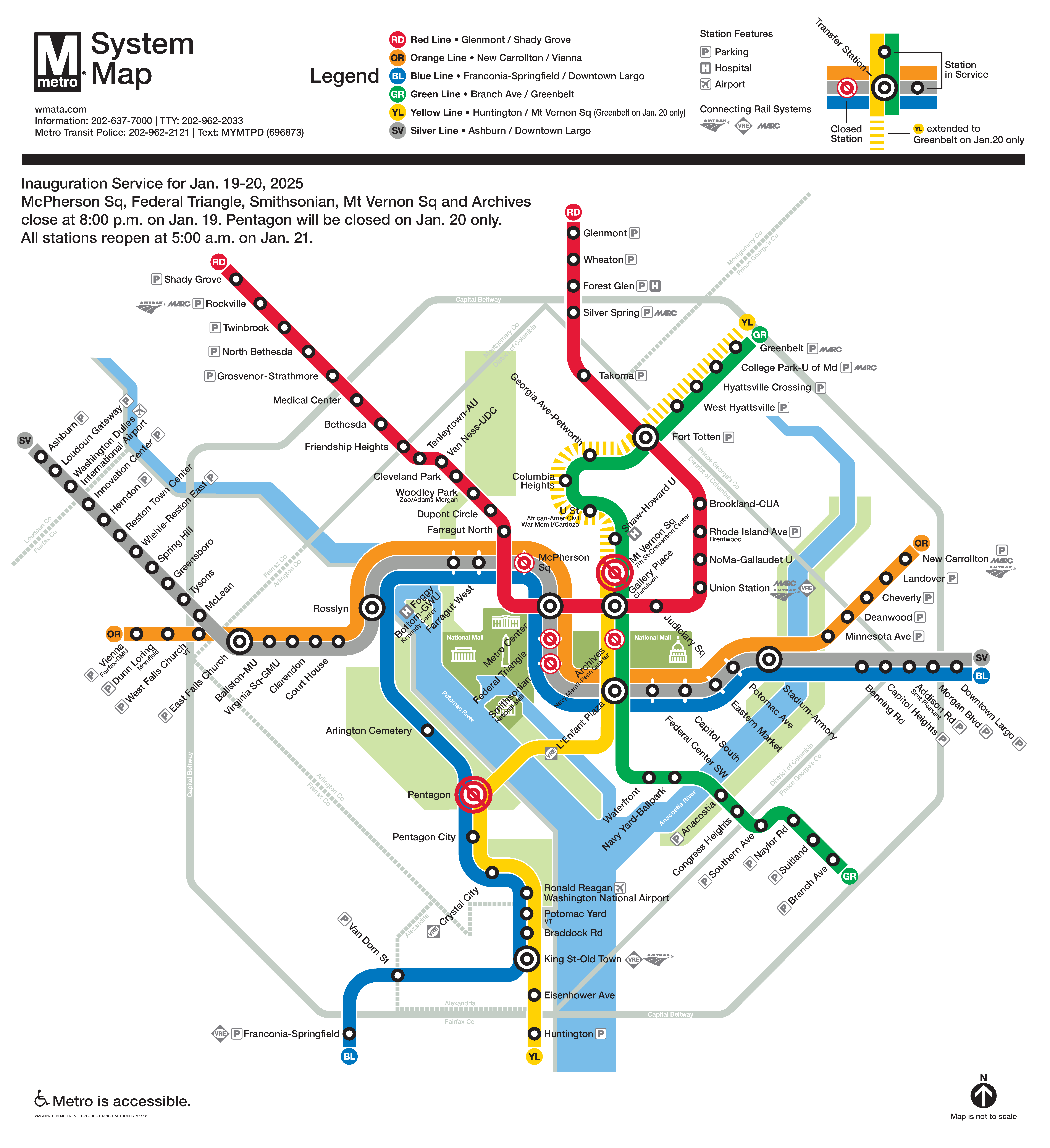 Inauguration Day Metrorail Map