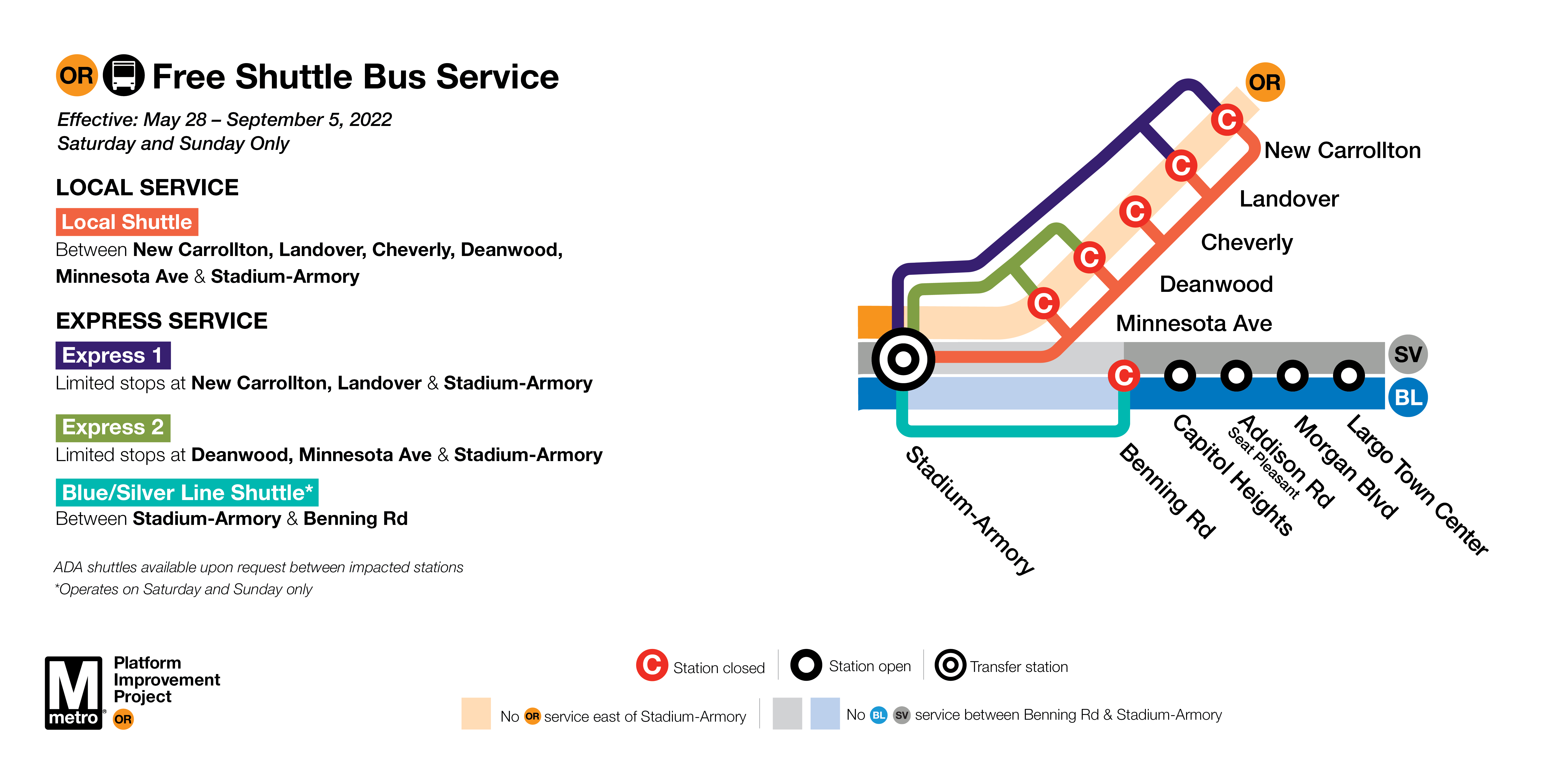 Weekend shuttle bus map