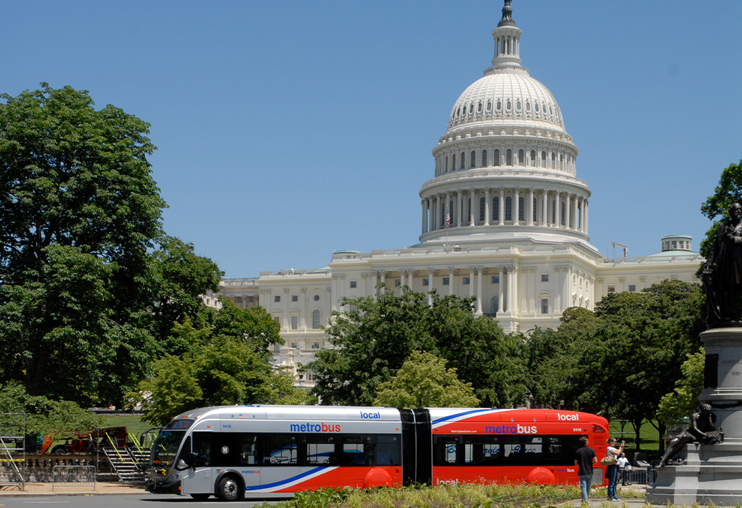 Bus in front of capital Bus in front of capital
