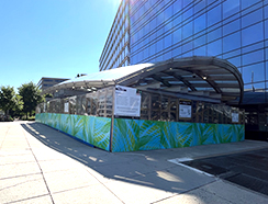 Temporary artwork on the L’Enfant Plaza station construction barricades