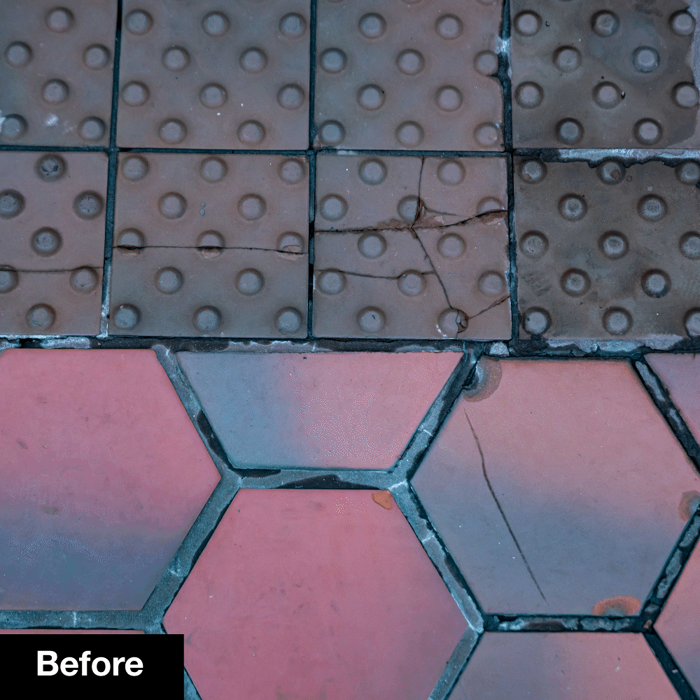 before and after cracked tile