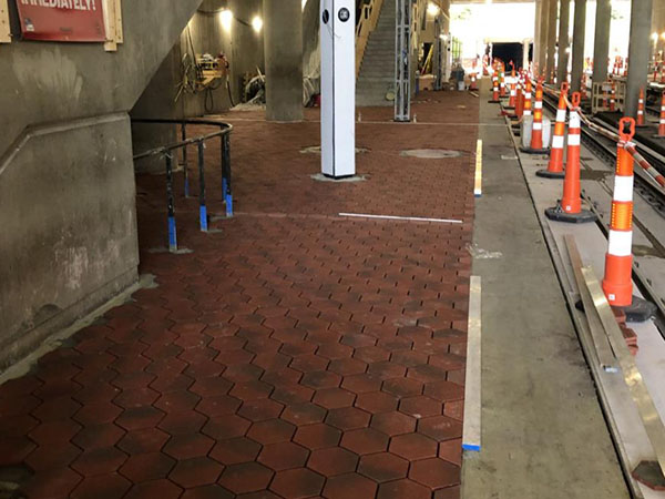 New slip-resistant tiles on station platform