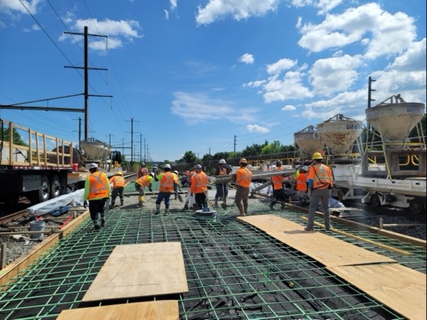 Ribeiro Construction working on the area of safe dispersal at Deanwood