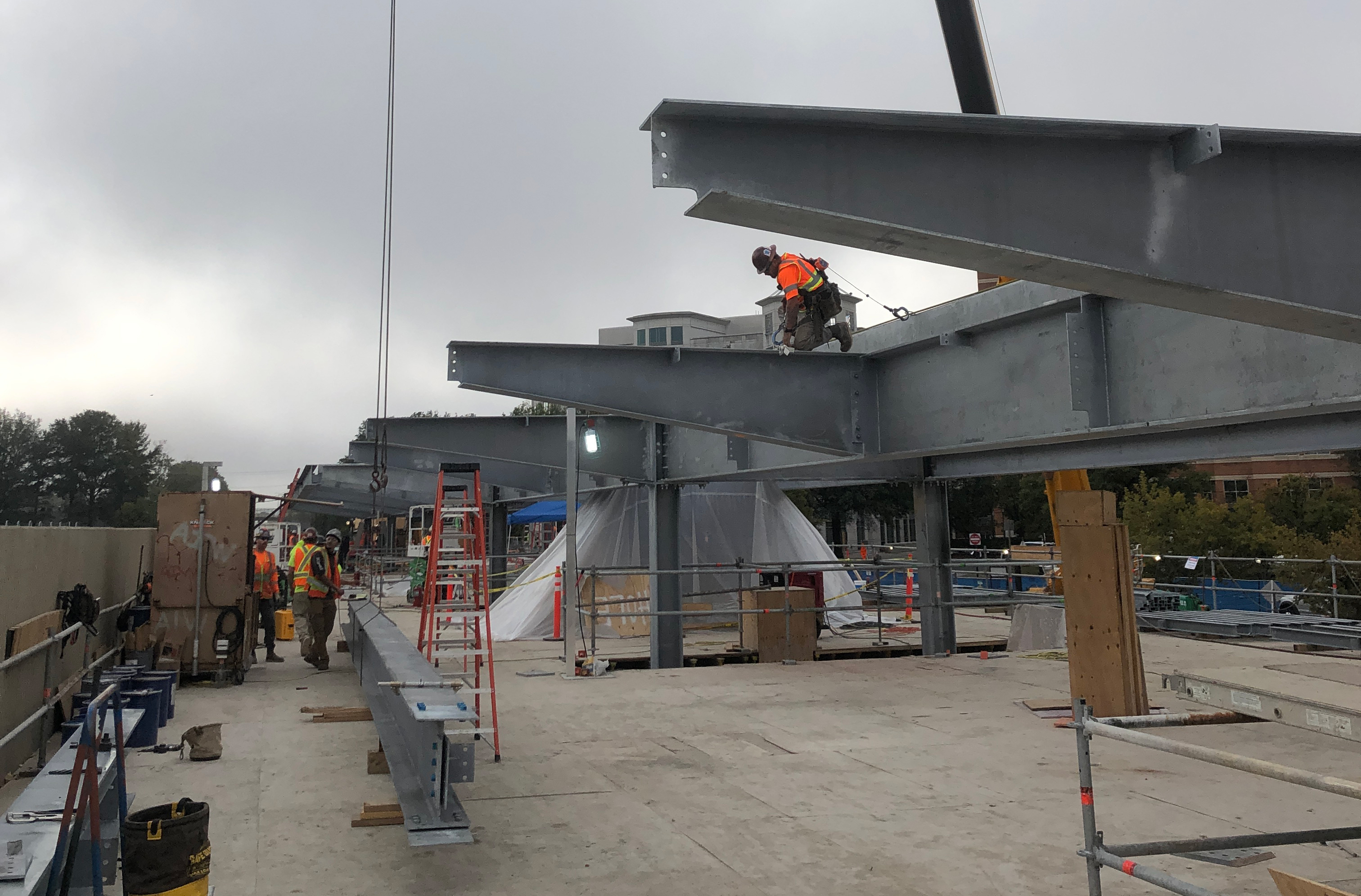 Steel beam installation at Rockville