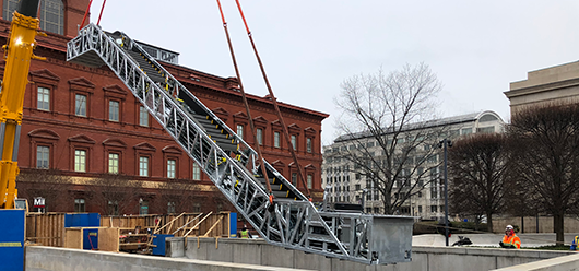 judiciary square escalator installation truss frame