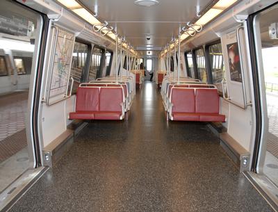 A 6000-series Metrorail car with resilient flooring