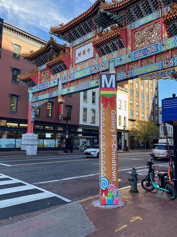 Gingerbread Wrapped Gallery Pl Chinatown Pylon Gingerbread Wrapped Gallery Pl Chinatown Pylon