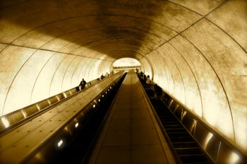 View down Bethesda escalators 