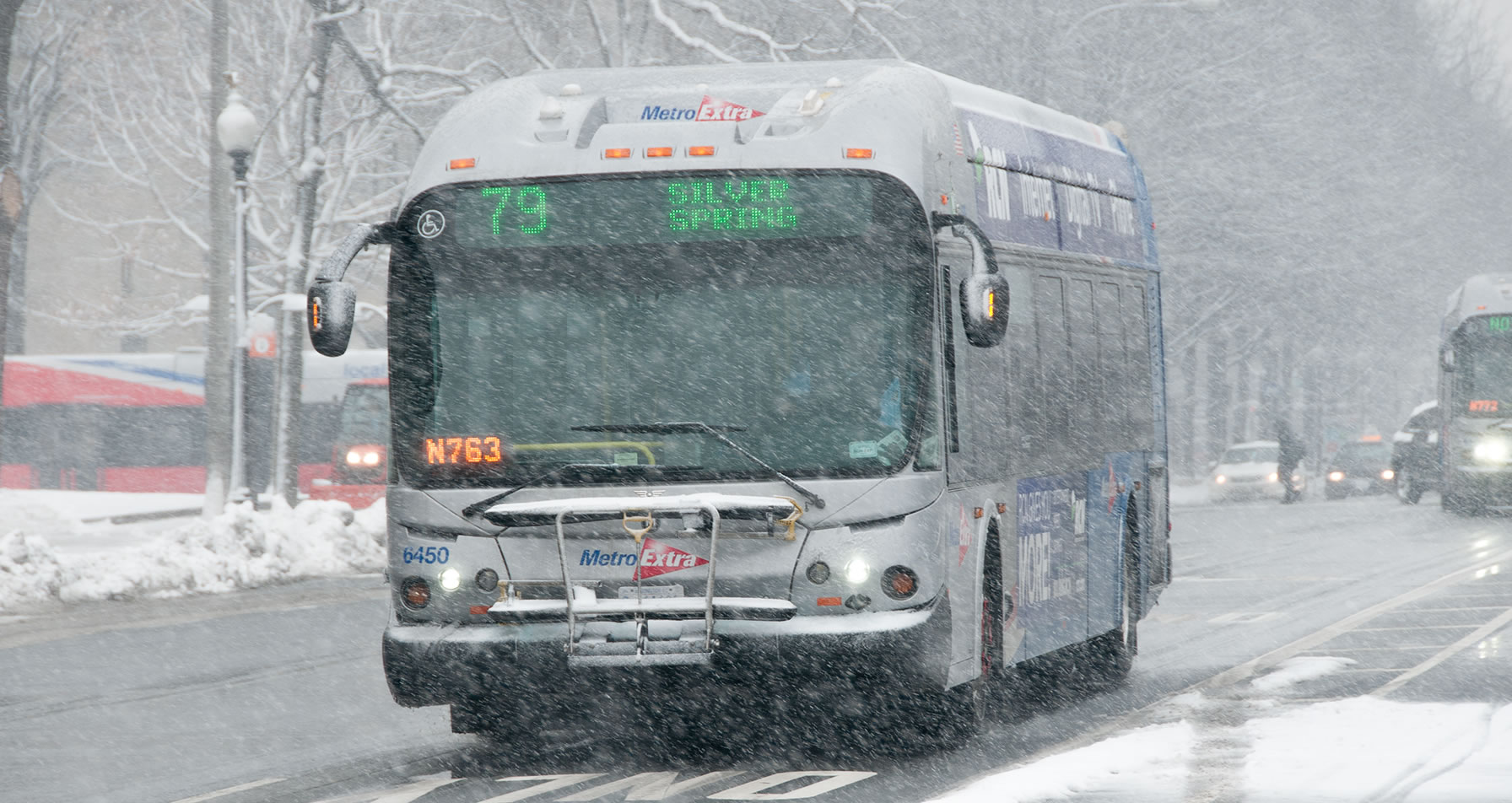 Silver Spring bus in snow