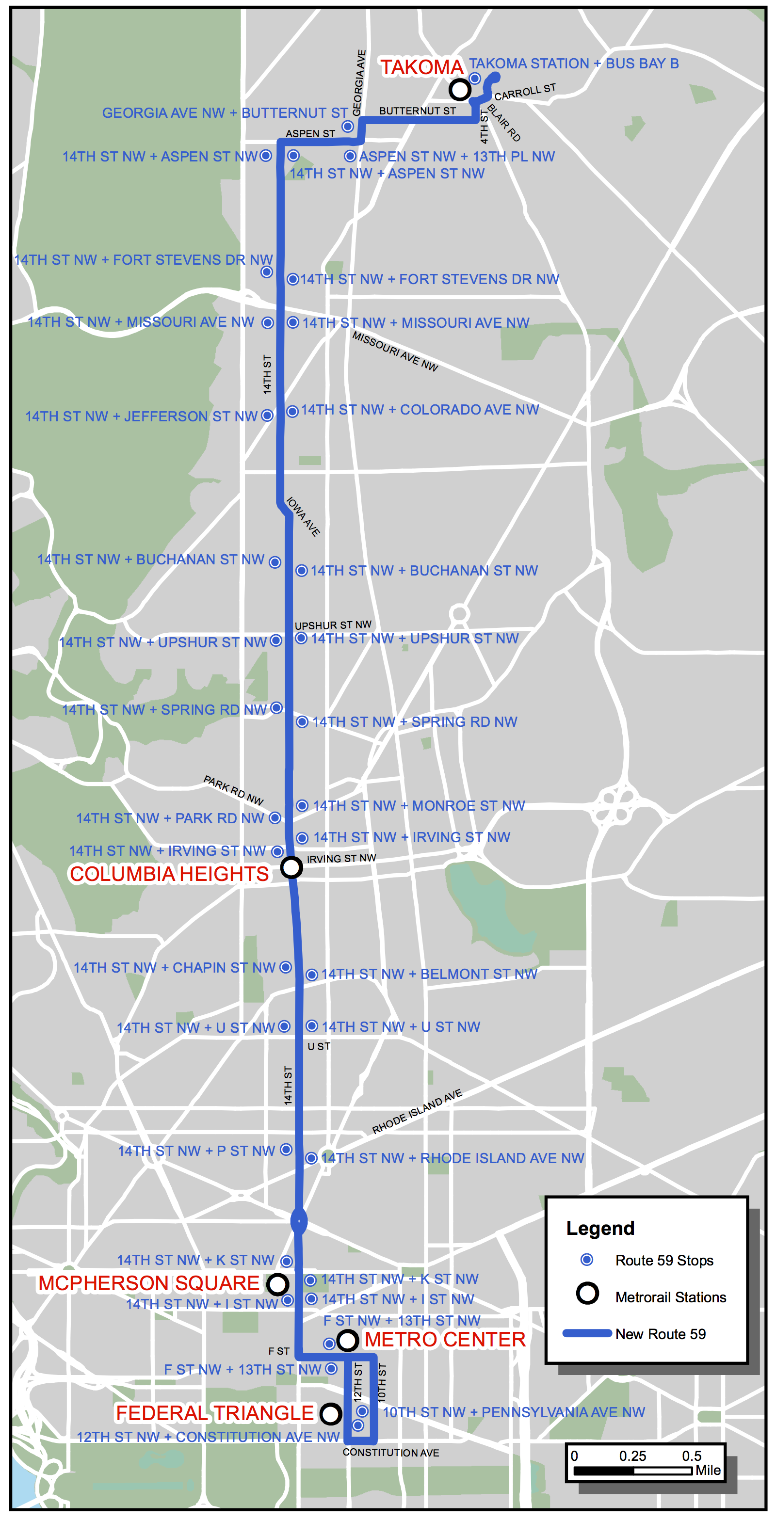 MetroExtra 59 route map