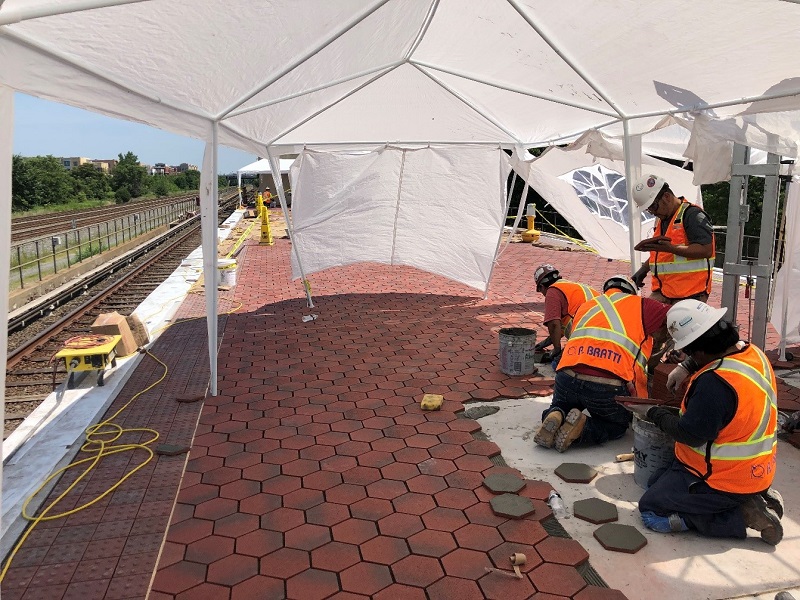 Braddock Road Station Tile Installation Work for Platform Improvement Project