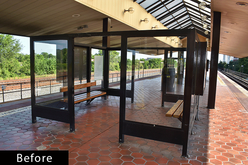 Braddock Rd Station – platform shelters