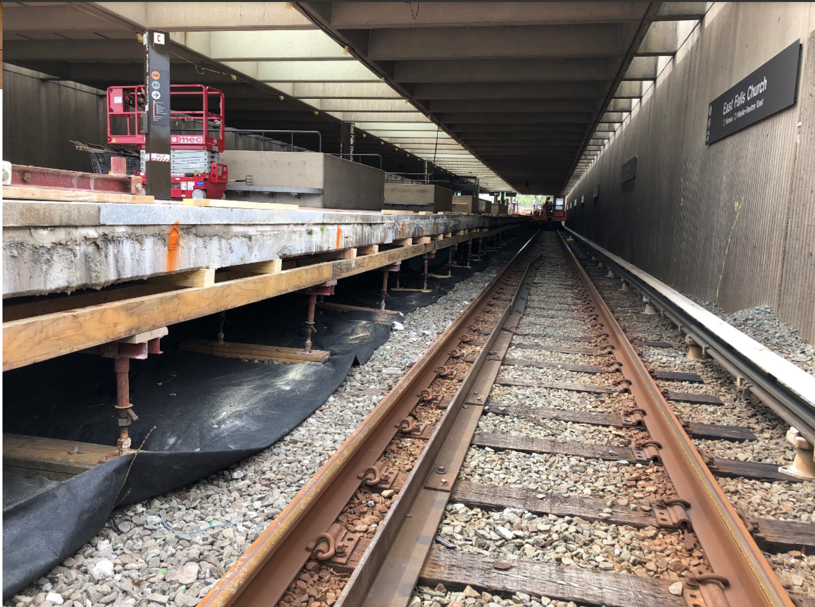 West Falls Church - removing granite edges from the platform West Falls Church - removing granite edges from the platform
