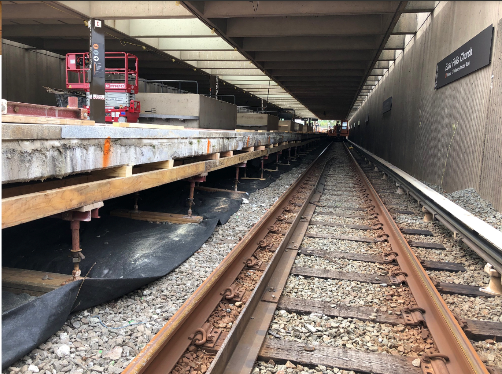 West Falls Church - removing granite edges from the platform