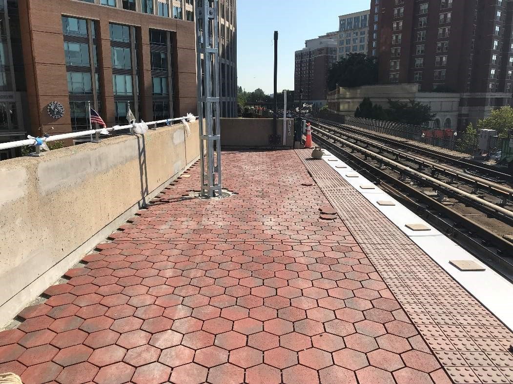 Installation of slip-resistant tiles at Eisenhower Ave Station