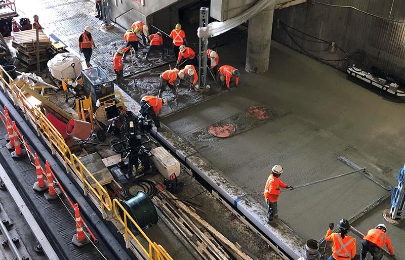 Placing new topping slab