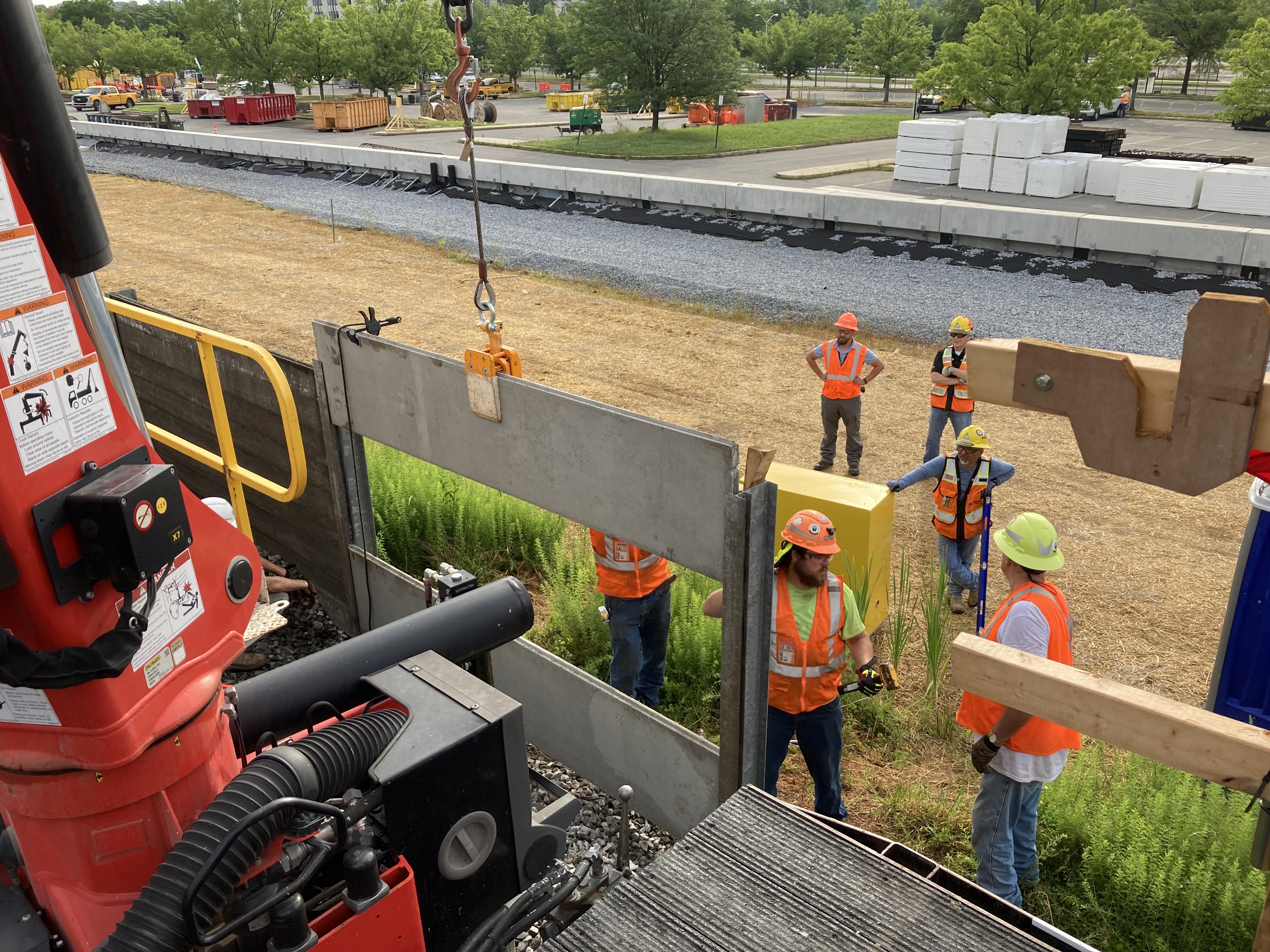 Installing new sound wall