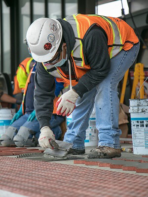 Tile installation at Reagan National Airport Station