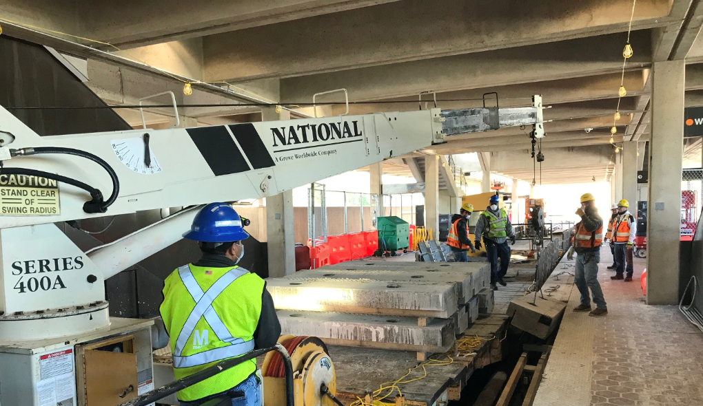 West Falls Church - removing granite edges from the platform West Falls Church - removing granite edges from the platform
