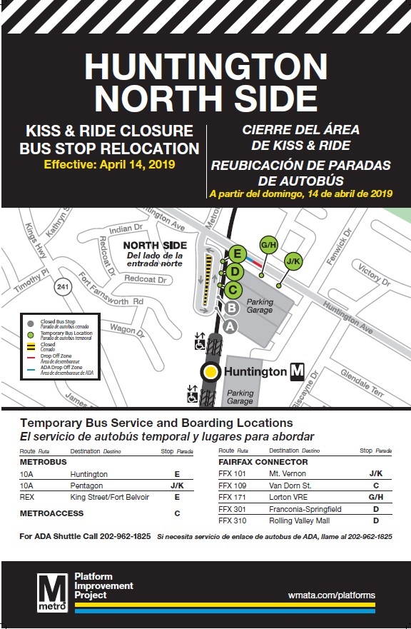 Huntington Kiss & Ride Closure and Bus Stop Relocation
