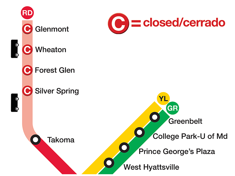 Red Line shutdown Takoma - Glenmont