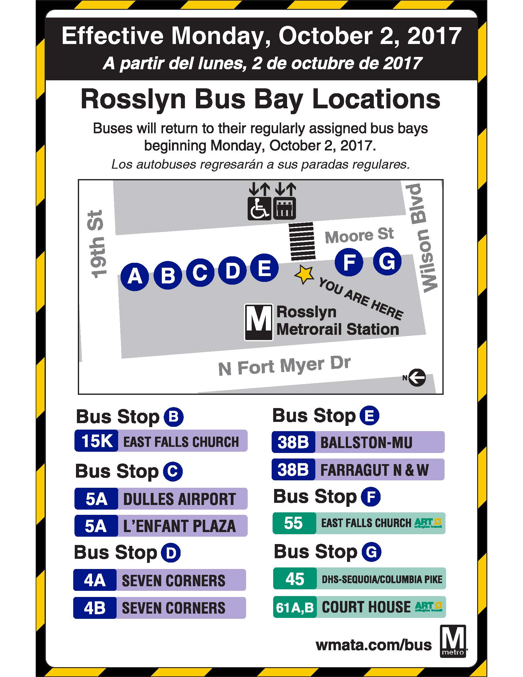 Rosslyn Bus Bays Return to Original Assignments 